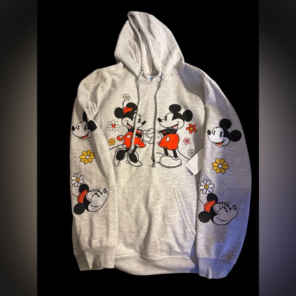 Disney Gray Hoodie with Mickey and Minnie Design
